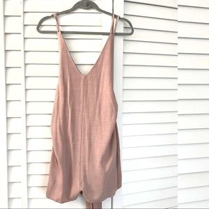 Teal / Rose loose romper that ties on the back